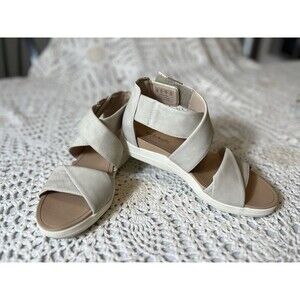 Dr. Scholl's Time Off Fun Sandals Women's Beige Hook & Loop Open Toe Comfort 7M